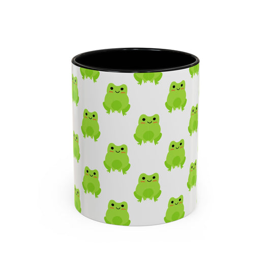 Cute Frog Pattern Coffee Mug – Fun Green Frog Design for Nature Lovers