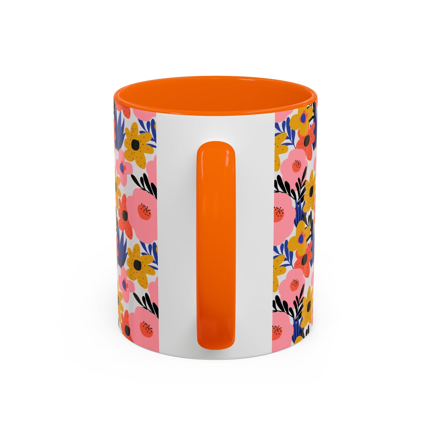 Floral Accent Coffee Mug - Colorful Flower Design, Perfect for Spring and Coffee Lovers