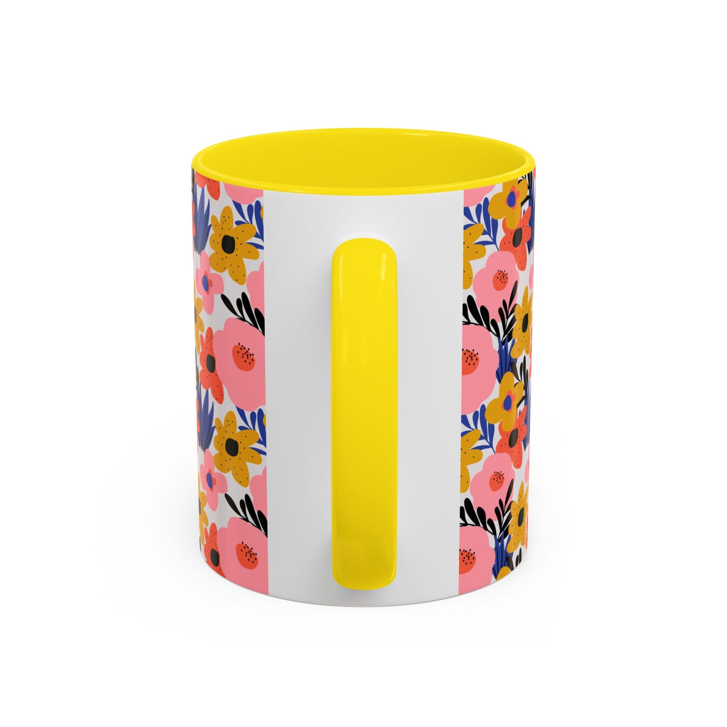 Floral Accent Coffee Mug - Colorful Flower Design, Perfect for Spring and Coffee Lovers