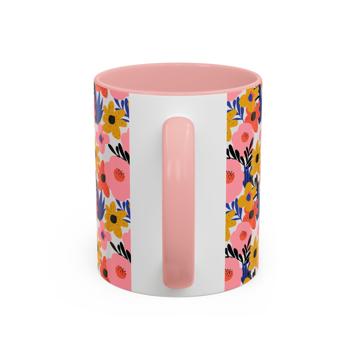 Floral Accent Coffee Mug - Colorful Flower Design, Perfect for Spring and Coffee Lovers