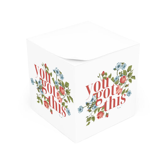 Motivational Note Cube - 'You Got This' Floral Design