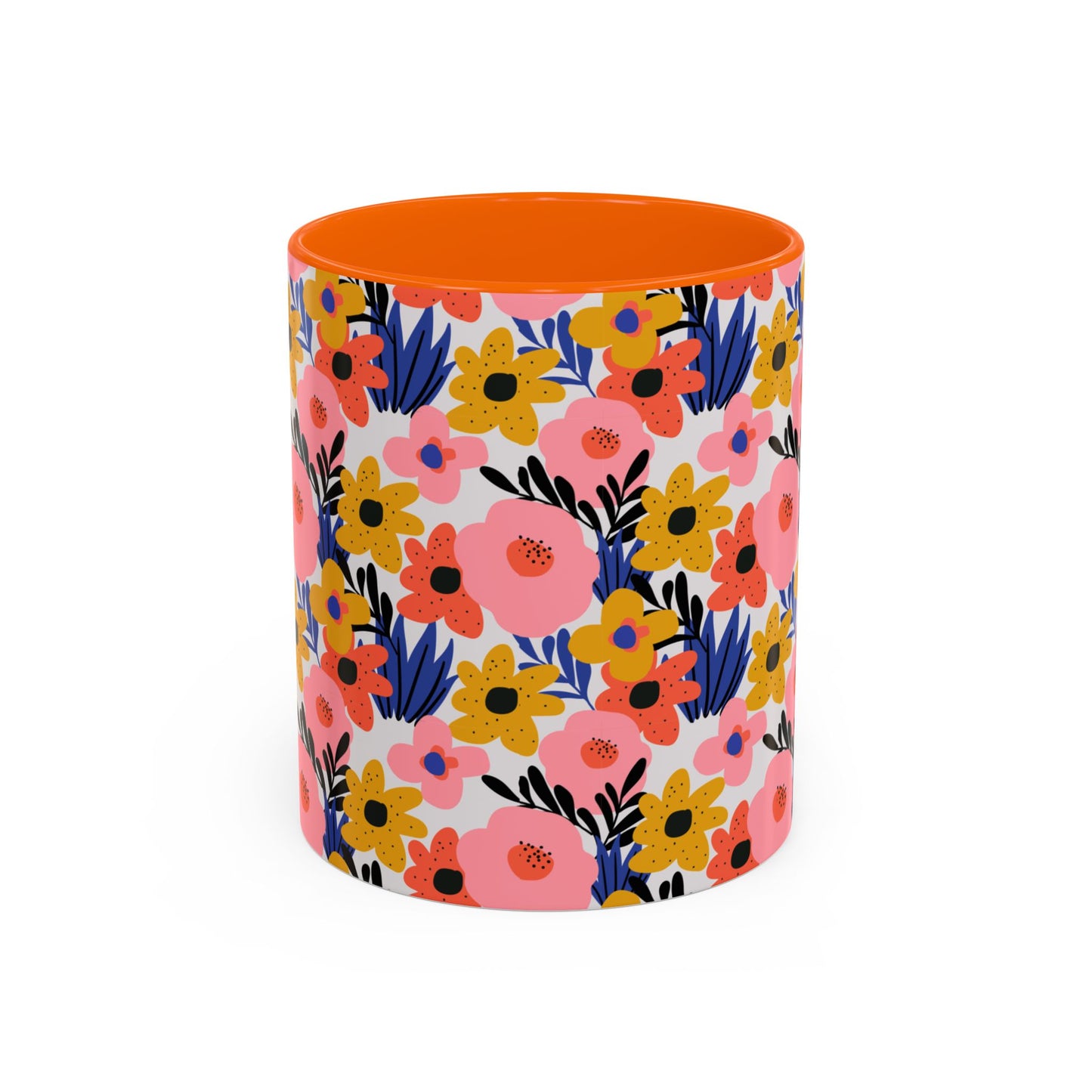 Floral Accent Coffee Mug - Colorful Flower Design, Perfect for Spring and Coffee Lovers