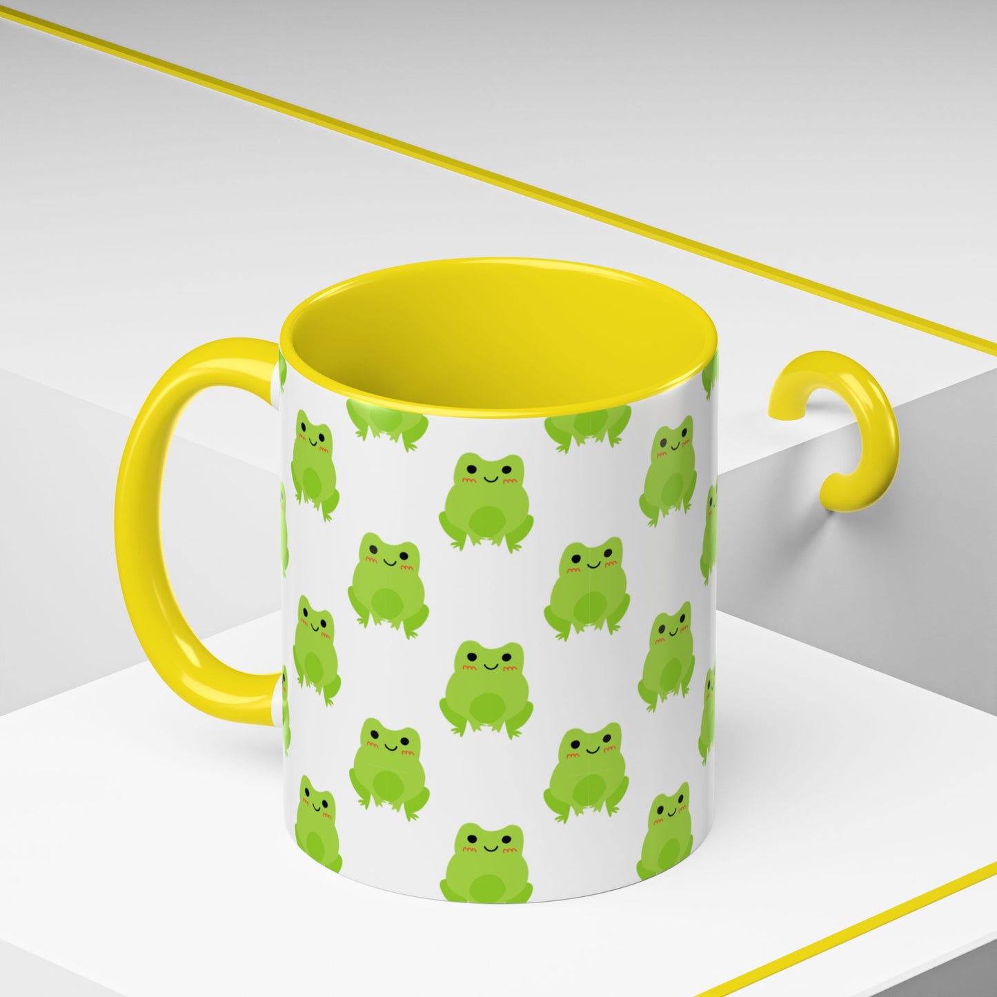 Cute Frog Pattern Coffee Mug – Fun Green Frog Design for Nature Lovers