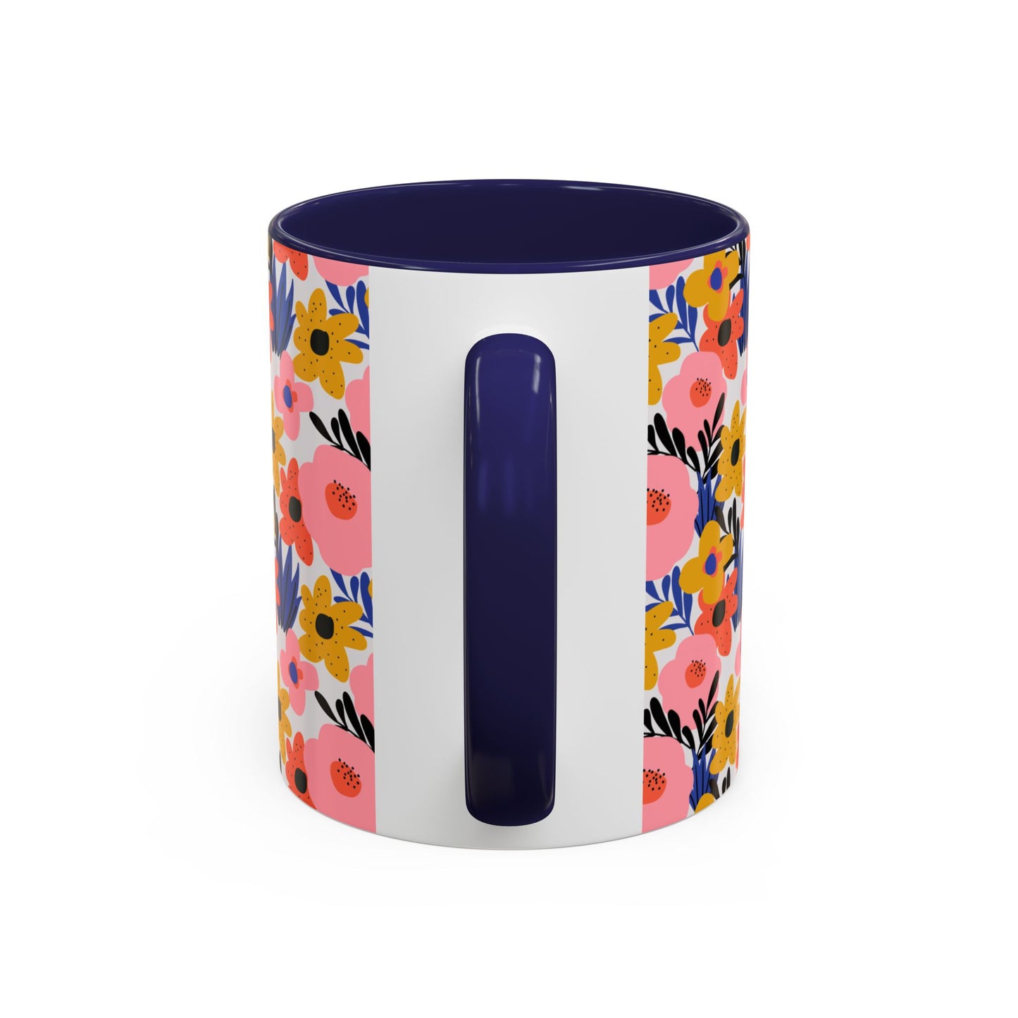 Floral Accent Coffee Mug - Colorful Flower Design, Perfect for Spring and Coffee Lovers