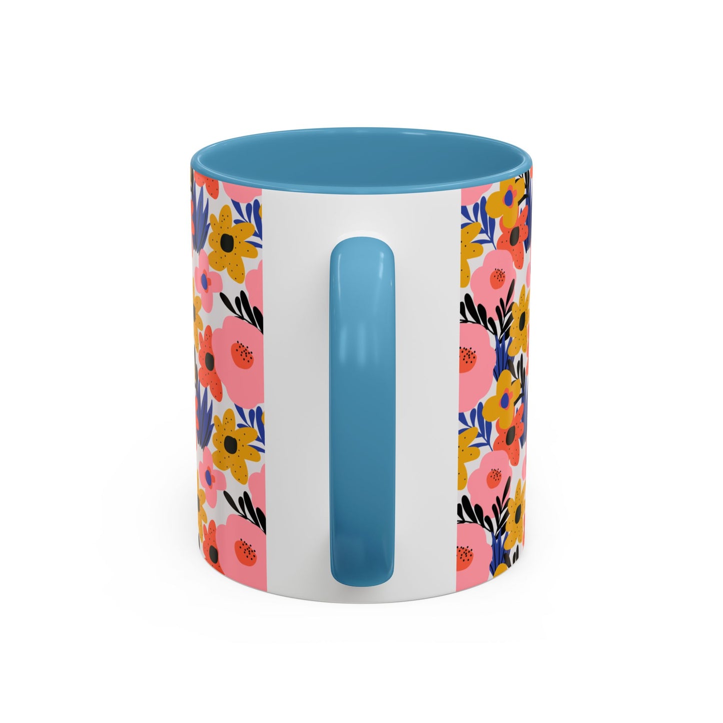 Floral Accent Coffee Mug - Colorful Flower Design, Perfect for Spring and Coffee Lovers
