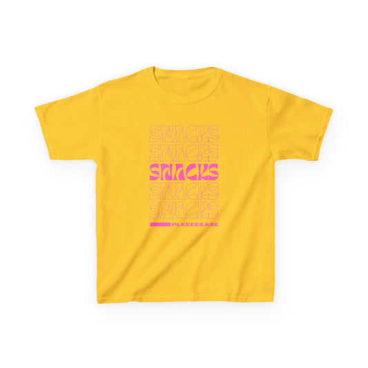 Snacks Pleeeease Pink Girls Graphic Tee - Snacks Kids Shirt