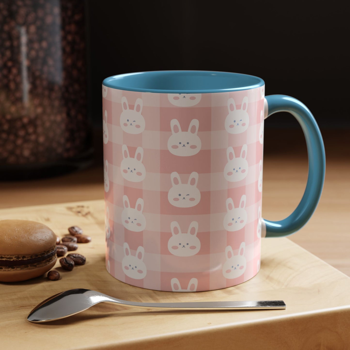 Cute Bunny Plaid Coffee Mug - Perfect for Easter and Spring Celebrations