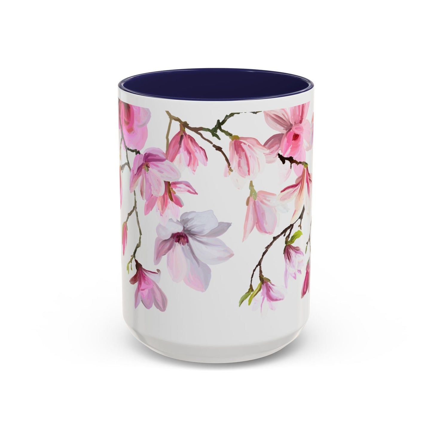 Pink Floral Accent Coffee Mug - 11oz & 15oz - Perfect Gift for Plant Lovers