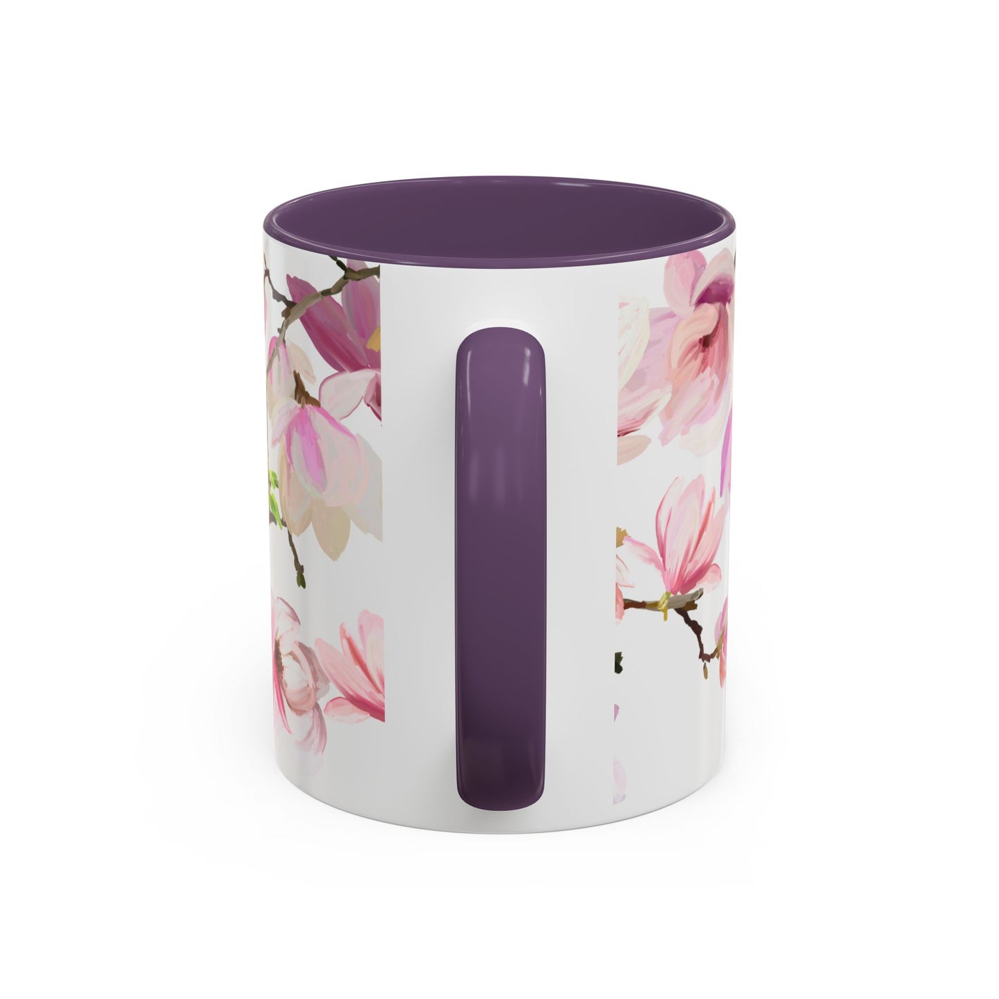 Pink Floral Accent Coffee Mug - 11oz & 15oz - Perfect Gift for Plant Lovers