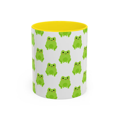 Cute Frog Pattern Coffee Mug – Fun Green Frog Design for Nature Lovers