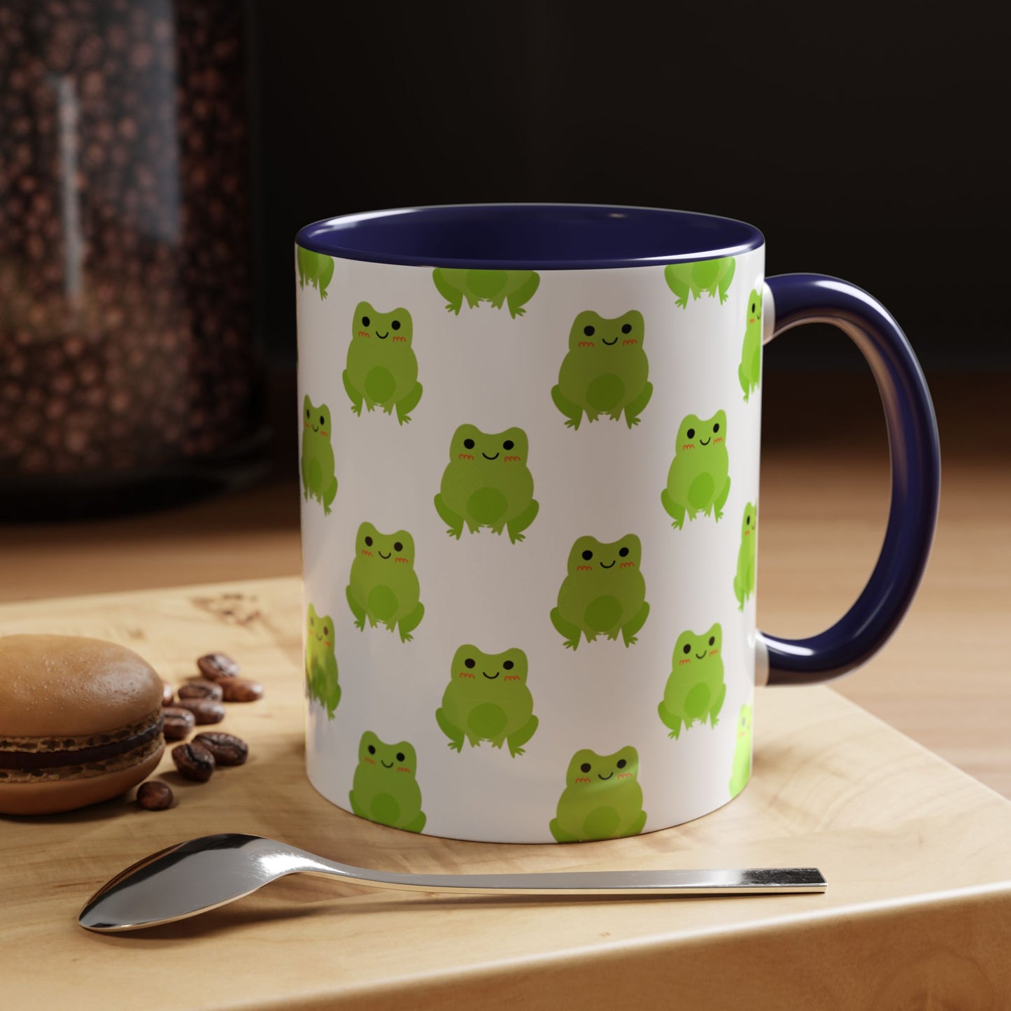 Cute Frog Pattern Coffee Mug – Fun Green Frog Design for Nature Lovers