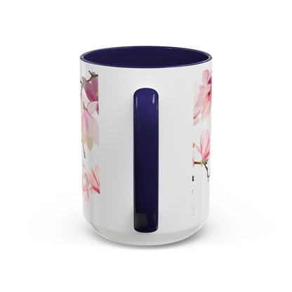 Pink Floral Accent Coffee Mug - 11oz & 15oz - Perfect Gift for Plant Lovers