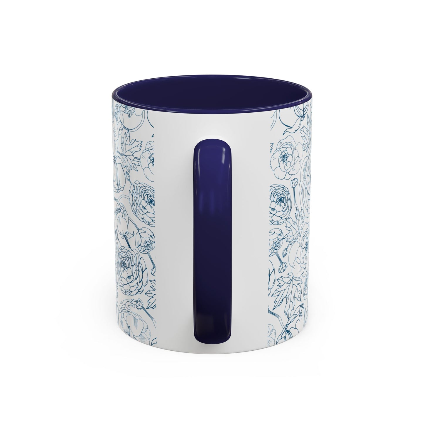 Navy Garden Doodles Coffee Mug - Elegant Tea Cup for Home & Office