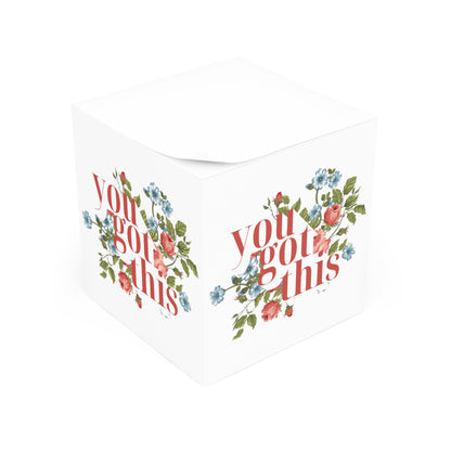 Motivational Note Cube - 'You Got This' Floral Design