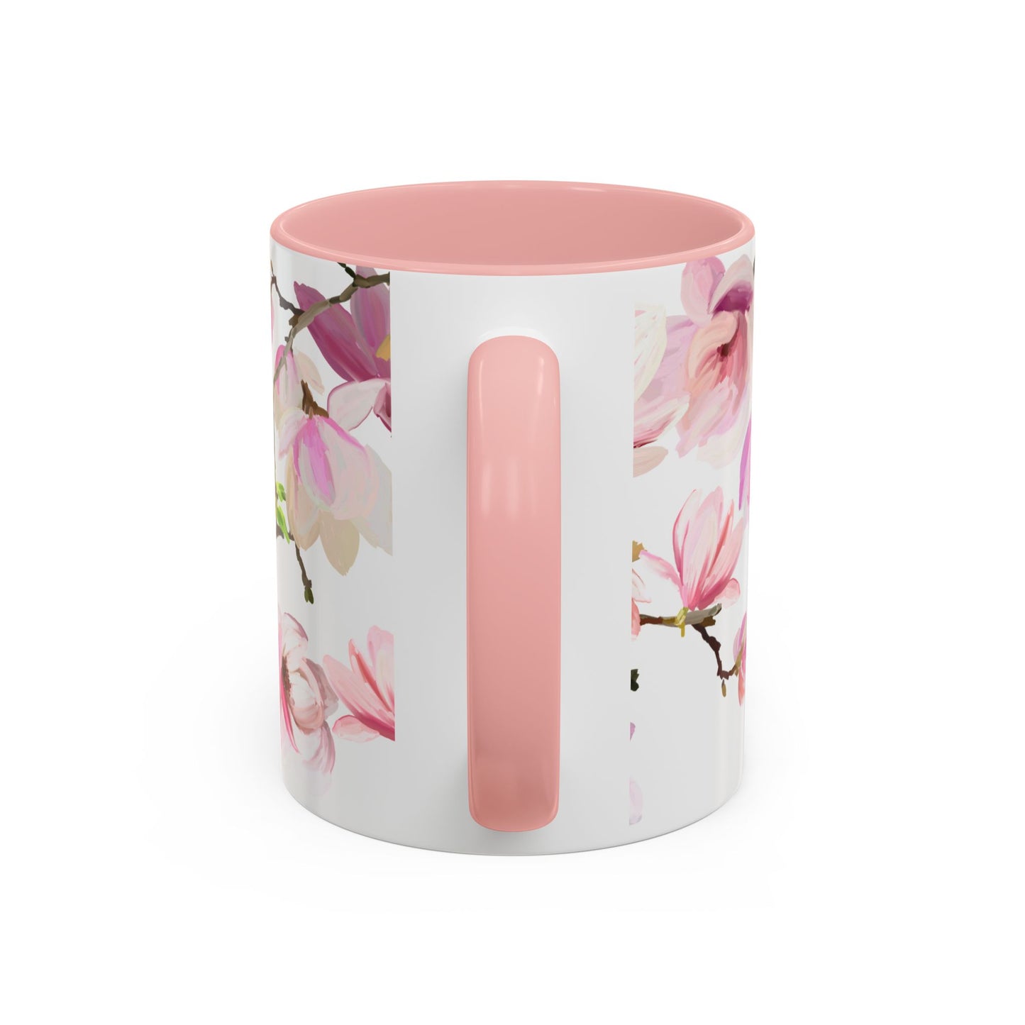 Pink Floral Accent Coffee Mug - 11oz & 15oz - Perfect Gift for Plant Lovers