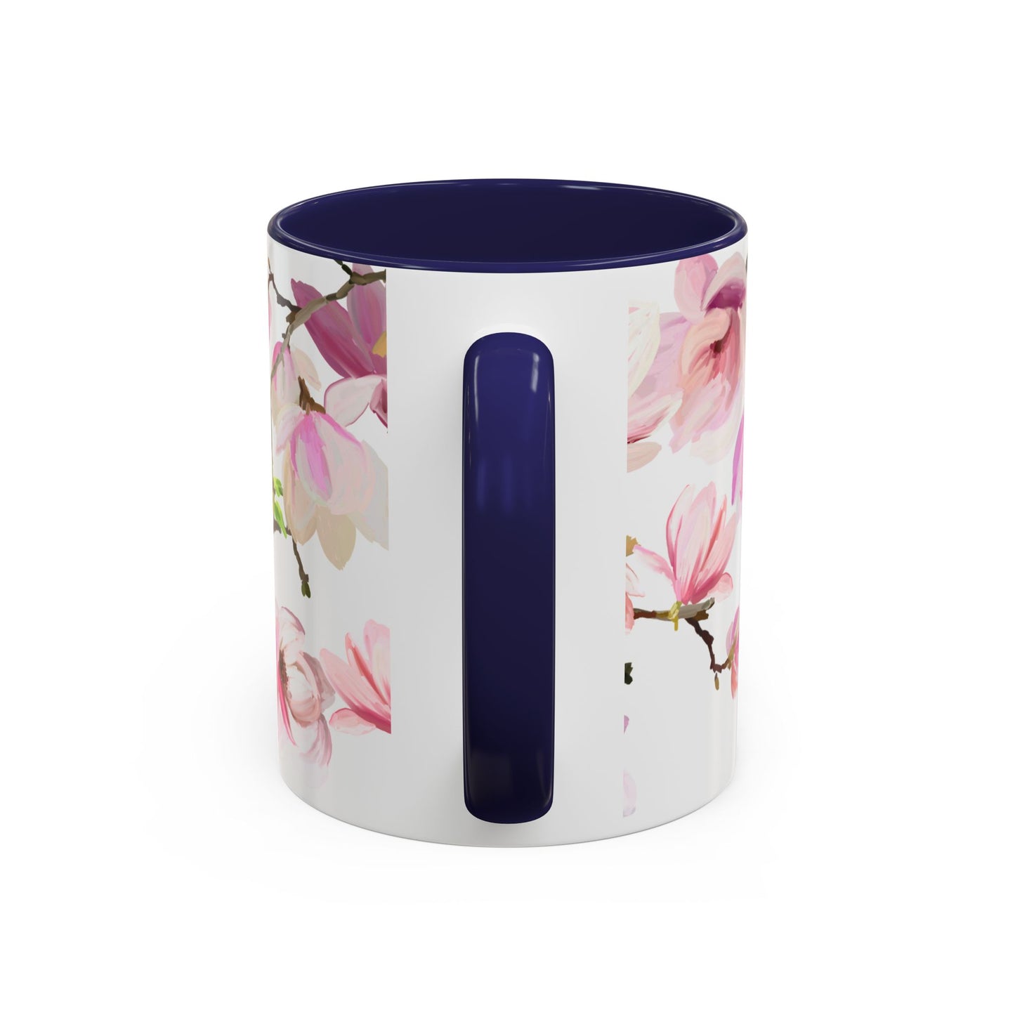 Pink Floral Accent Coffee Mug - 11oz & 15oz - Perfect Gift for Plant Lovers