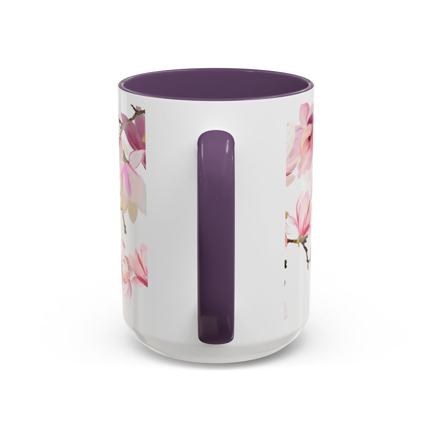 Pink Floral Accent Coffee Mug - 11oz & 15oz - Perfect Gift for Plant Lovers