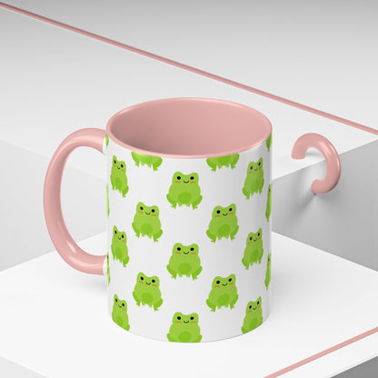 Cute Frog Pattern Coffee Mug – Fun Green Frog Design for Nature Lovers