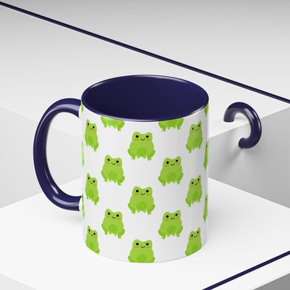 Cute Frog Pattern Coffee Mug – Fun Green Frog Design for Nature Lovers