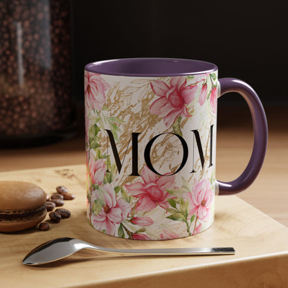 Floral Mom Accent Coffee Mug - Perfect Gift for Mother's Day