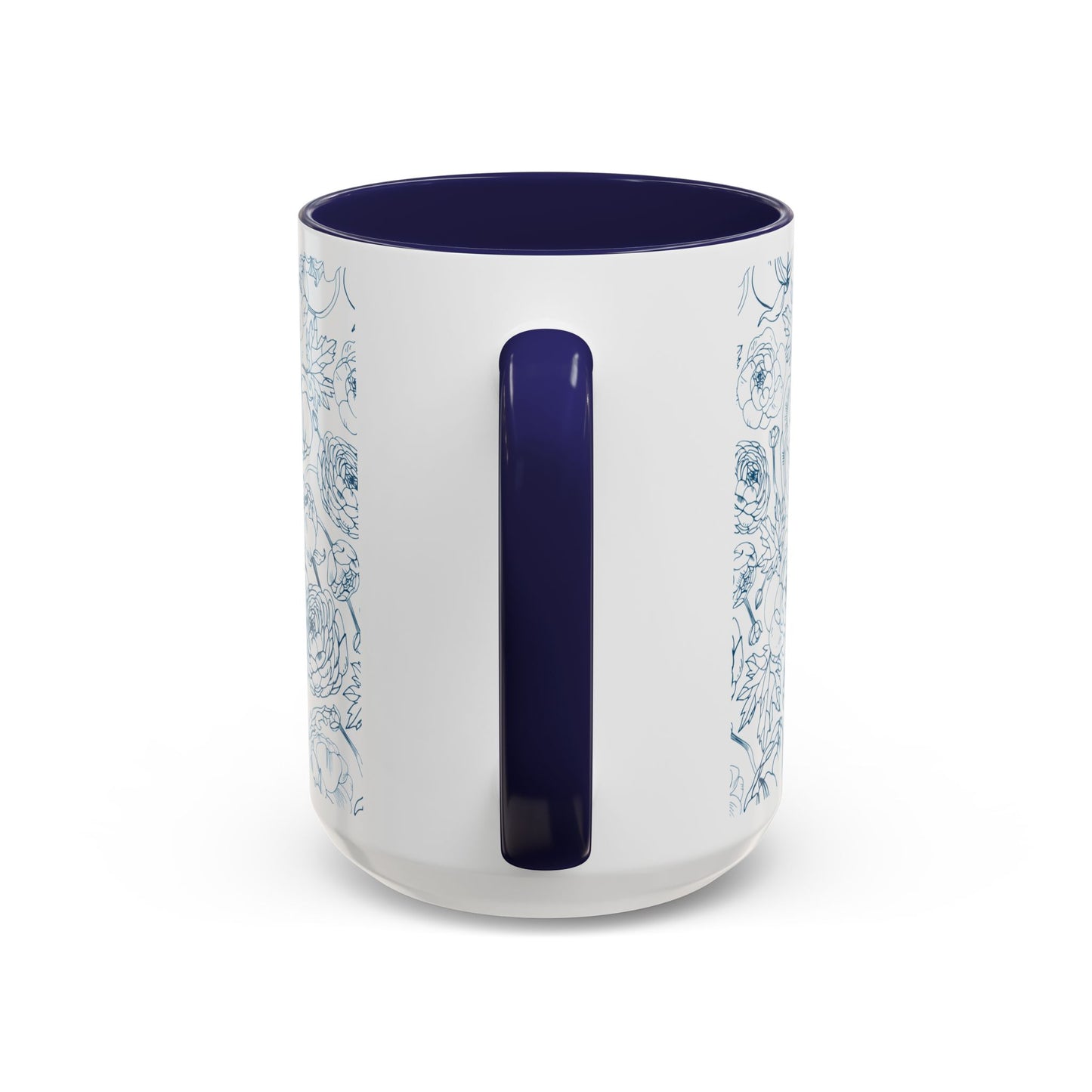 Navy Garden Doodles Coffee Mug - Elegant Tea Cup for Home & Office