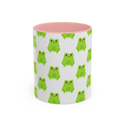 Cute Frog Pattern Coffee Mug – Fun Green Frog Design for Nature Lovers
