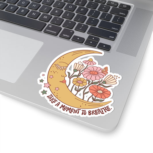 Moon & Flower Take a Moment to Breathe Sticker