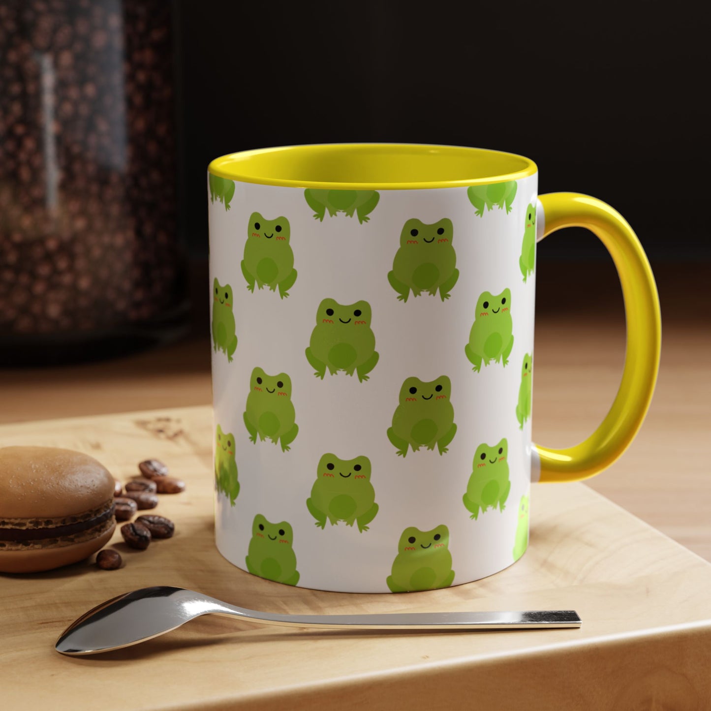 Cute Frog Pattern Coffee Mug – Fun Green Frog Design for Nature Lovers
