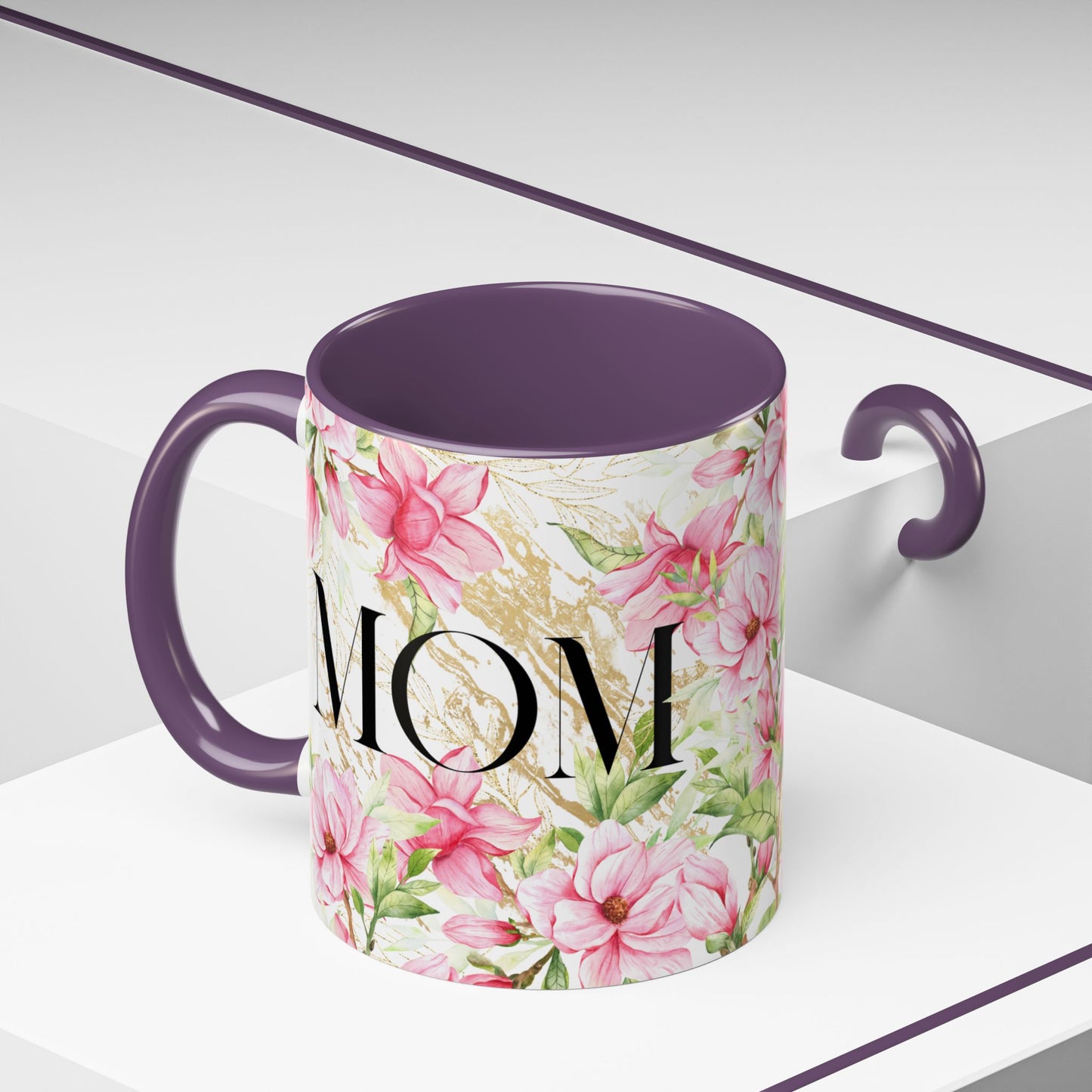 Floral Mom Accent Coffee Mug - Perfect Gift for Mother's Day