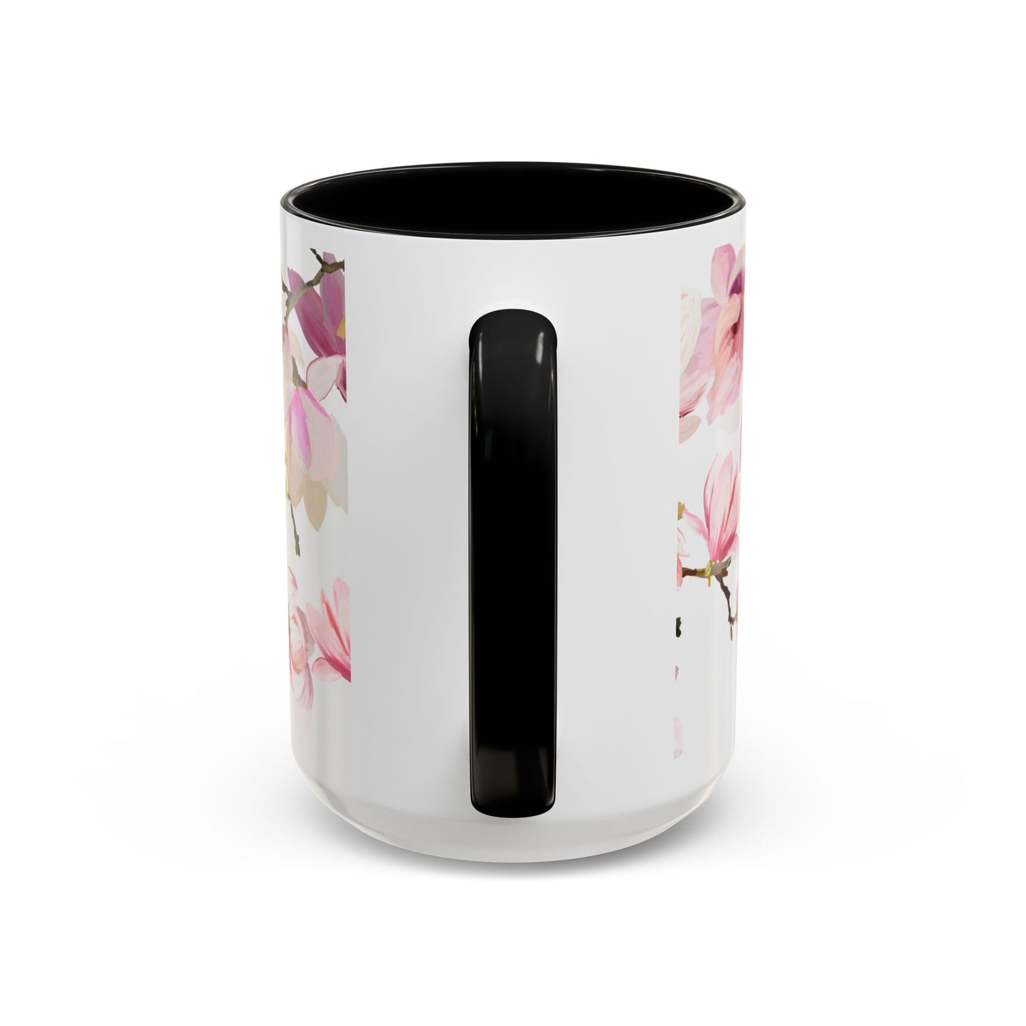Pink Floral Accent Coffee Mug - 11oz & 15oz - Perfect Gift for Plant Lovers