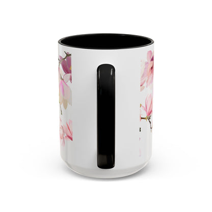 Pink Floral Accent Coffee Mug - 11oz & 15oz - Perfect Gift for Plant Lovers
