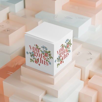 Motivational Note Cube - 'You Got This' Floral Design