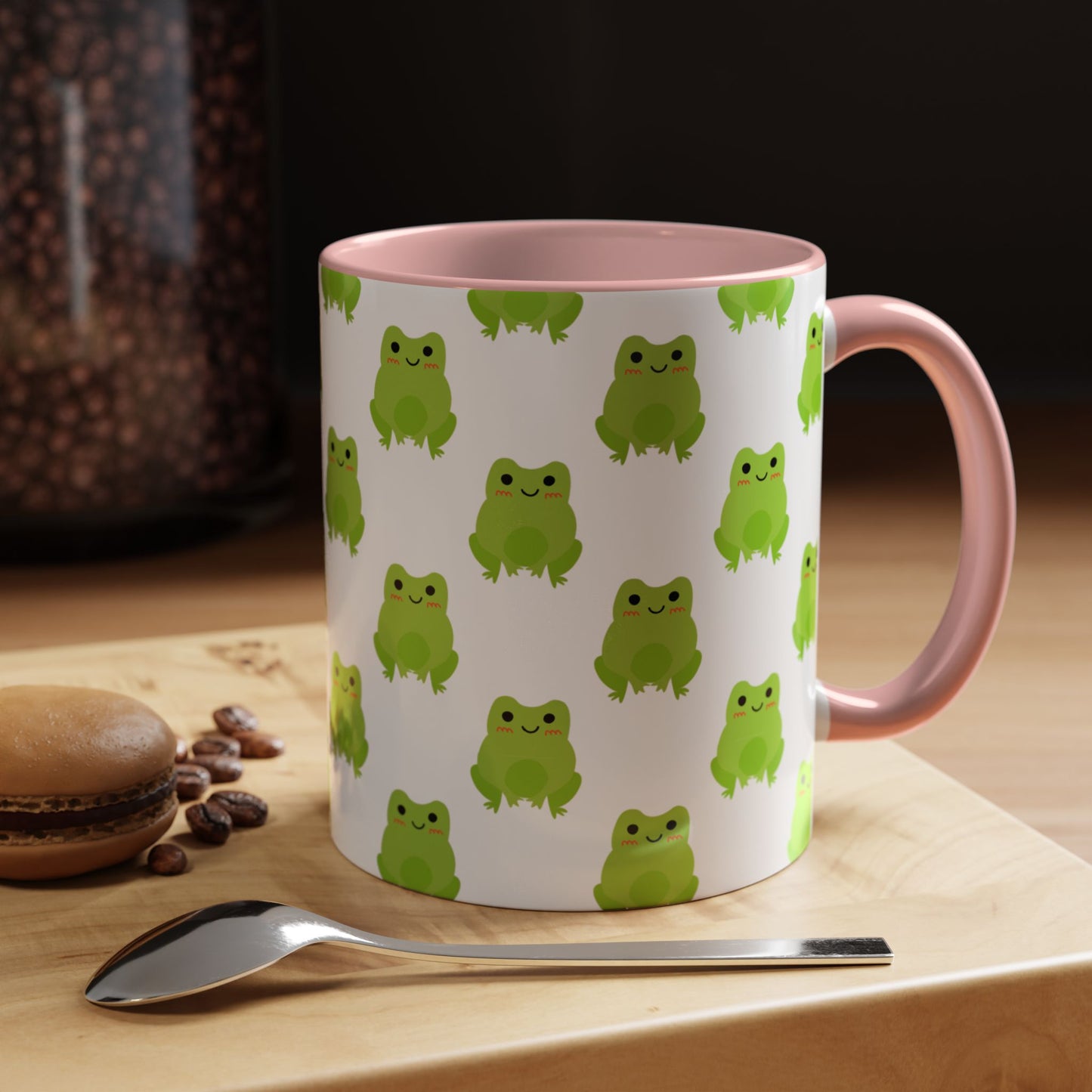 Cute Frog Pattern Coffee Mug – Fun Green Frog Design for Nature Lovers