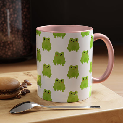 Cute Frog Pattern Coffee Mug – Fun Green Frog Design for Nature Lovers