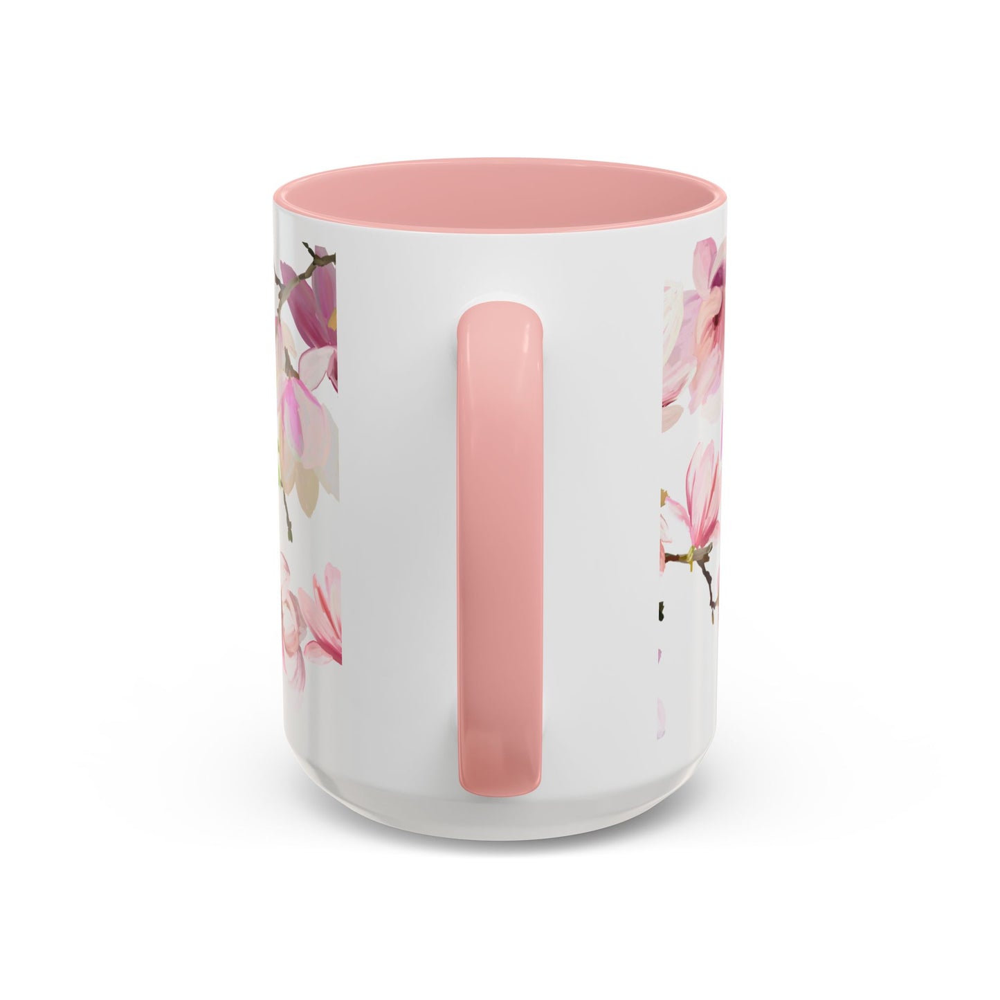 Pink Floral Accent Coffee Mug - 11oz & 15oz - Perfect Gift for Plant Lovers