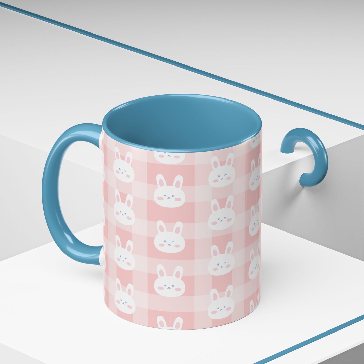Cute Bunny Plaid Coffee Mug - Perfect for Easter and Spring Celebrations