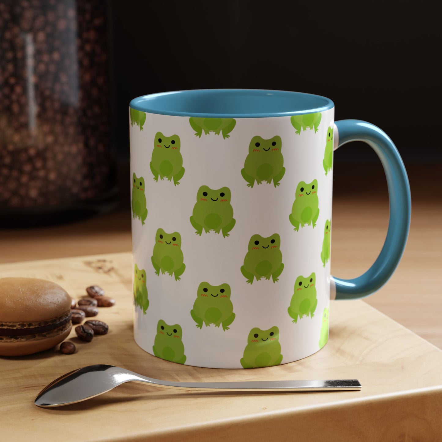 Cute Frog Pattern Coffee Mug – Fun Green Frog Design for Nature Lovers