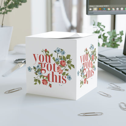 Motivational Note Cube - 'You Got This' Floral Design