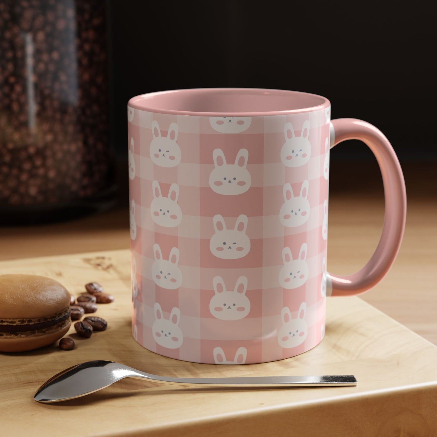 Cute Bunny Plaid Coffee Mug - Perfect for Easter and Spring Celebrations