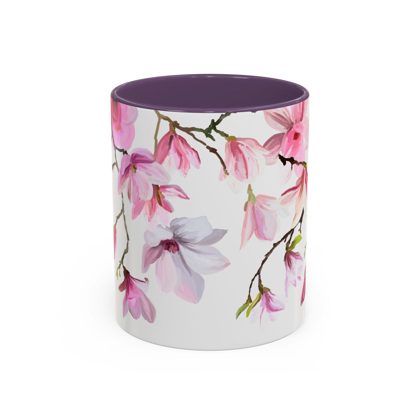 Pink Floral Accent Coffee Mug - 11oz & 15oz - Perfect Gift for Plant Lovers