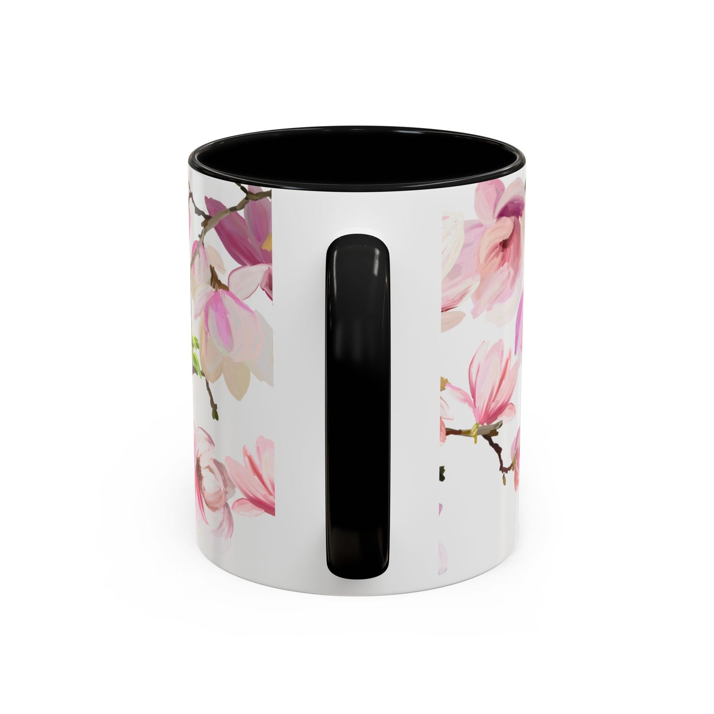 Pink Floral Accent Coffee Mug - 11oz & 15oz - Perfect Gift for Plant Lovers