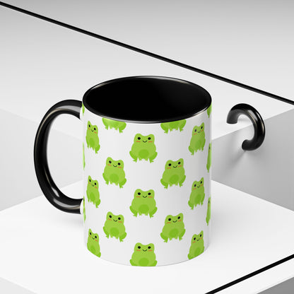 Cute Frog Pattern Coffee Mug – Fun Green Frog Design for Nature Lovers
