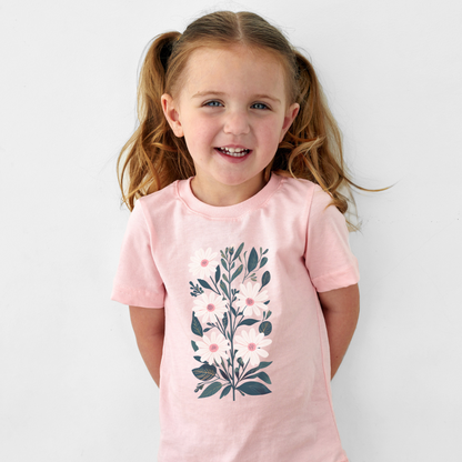 Daisy Botanical Girl's Garden Short Sleeve Tee - Nature Inspired Floral Design
